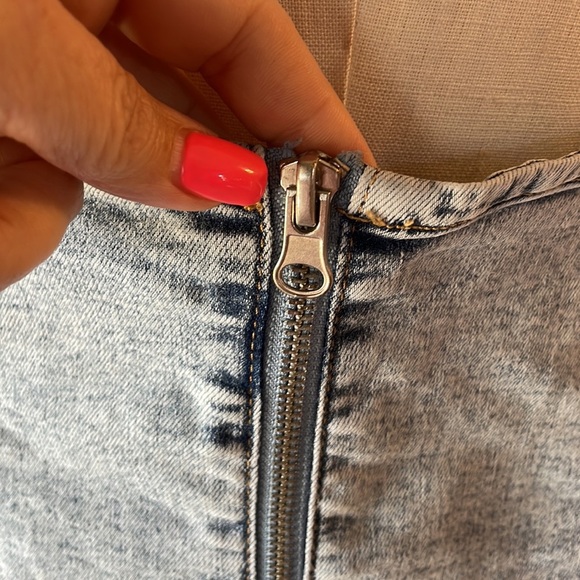 H&M tank sundress spaghetti straps denim stretch ruched bodice zippered Large - Picture 5 of 12